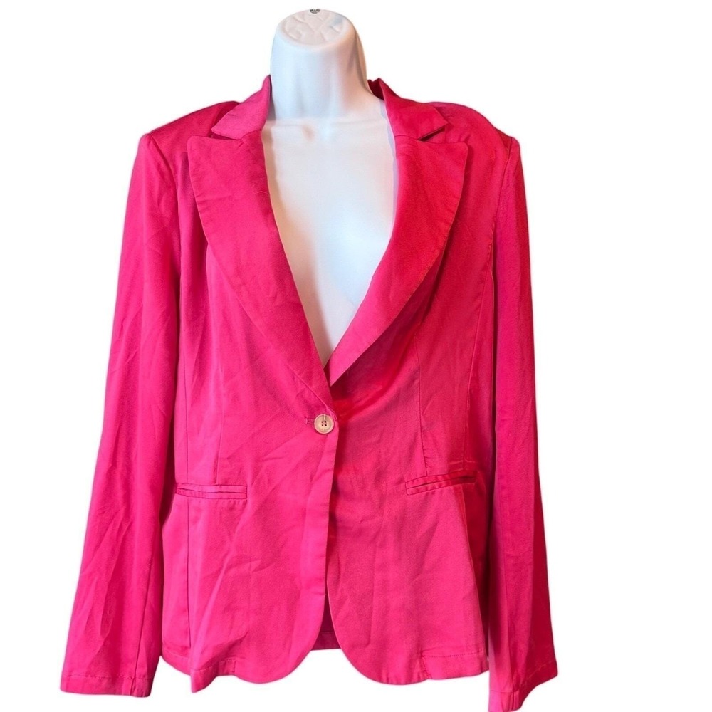 MIMOSA One Button Blazer Jacket Hot Pink Size Large Vintage 90s Y2K Barbiecore